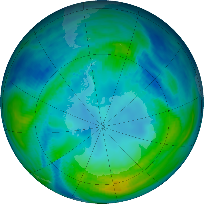 Antarctic ozone map for 06 May 1991